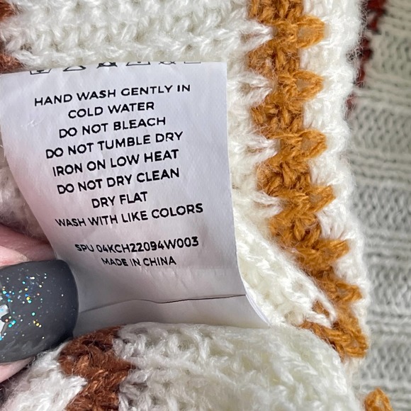 Bloomchic Sweater Womens Plus Size 26 Cream Striped Long Sleeve Boxy V-neck - Picture 6 of 10